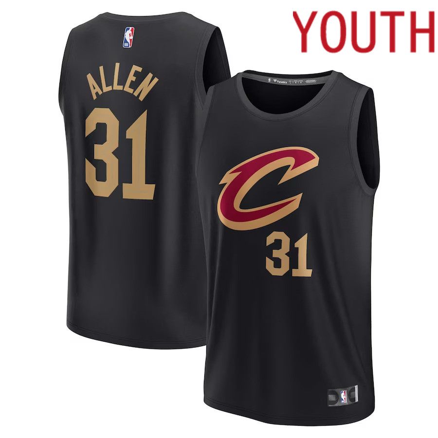 Youth Cleveland Cavaliers 31 Jarrett Allen Fanatics Branded Black Fast Break Player NBA Jersey